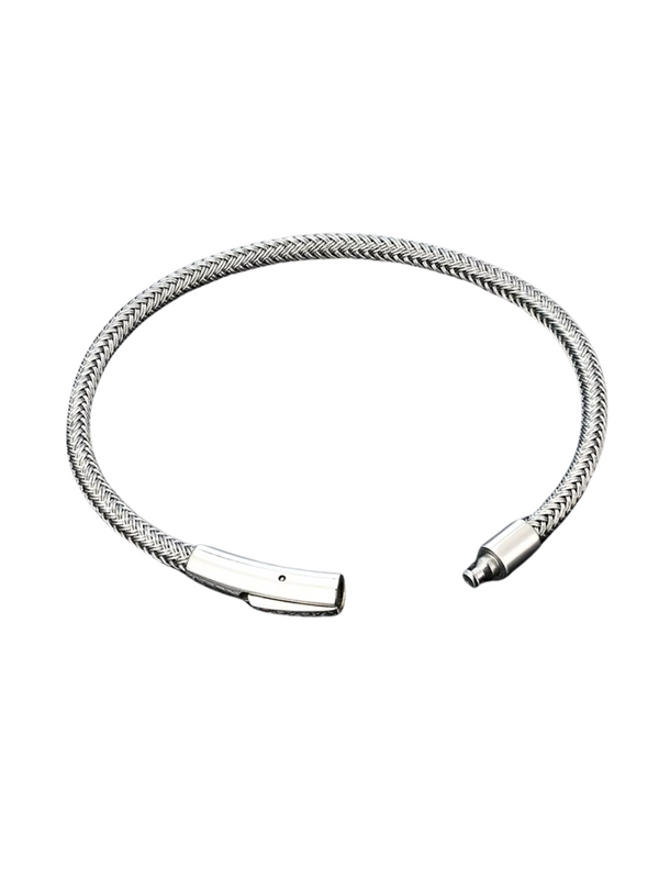 19cm Men’s Silver Bracelet – Sleek Woven Stainless Steel
