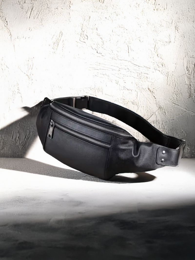 Black Leather Bum Bag