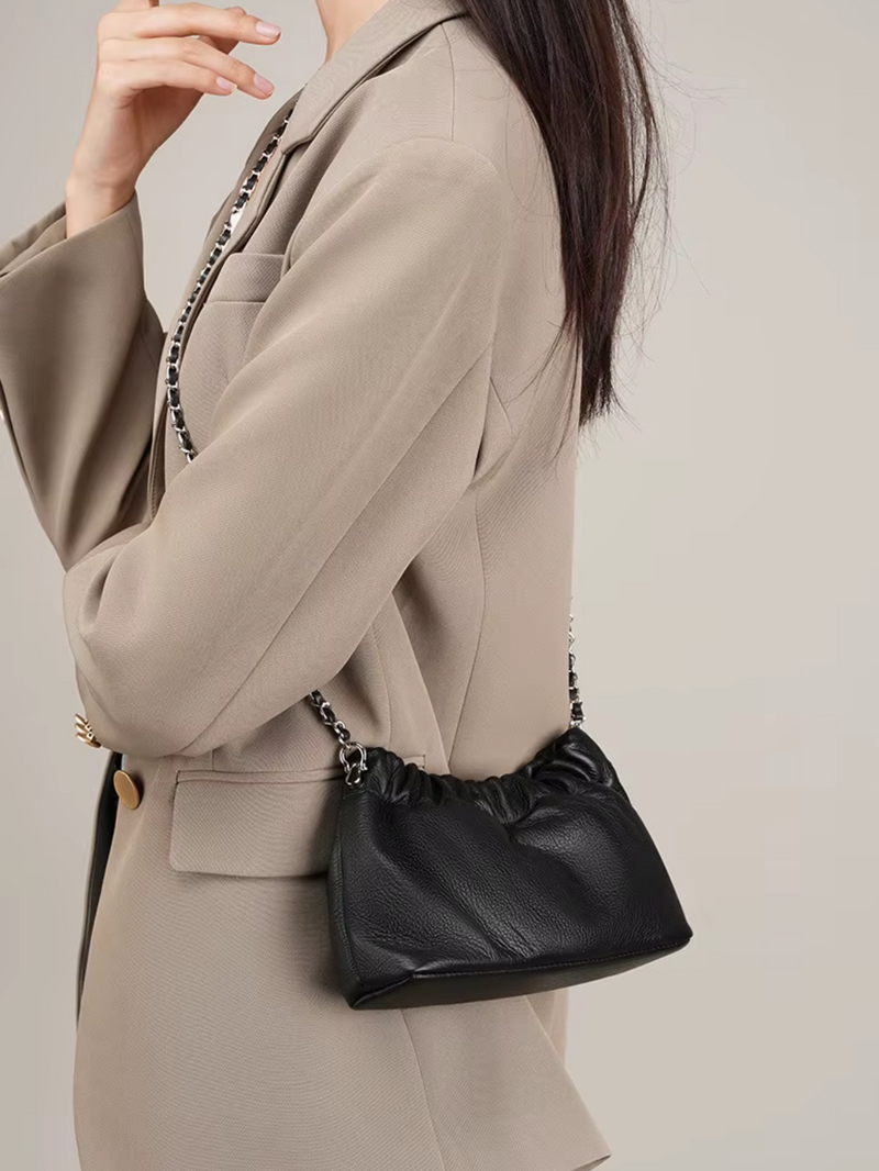 Leather Cloud Crossbody Bag for Women