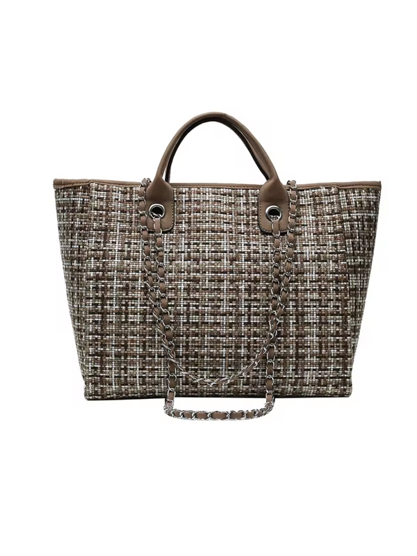 Elegant Tweed Tote Bag – Women’s Shoulder Strap Edition