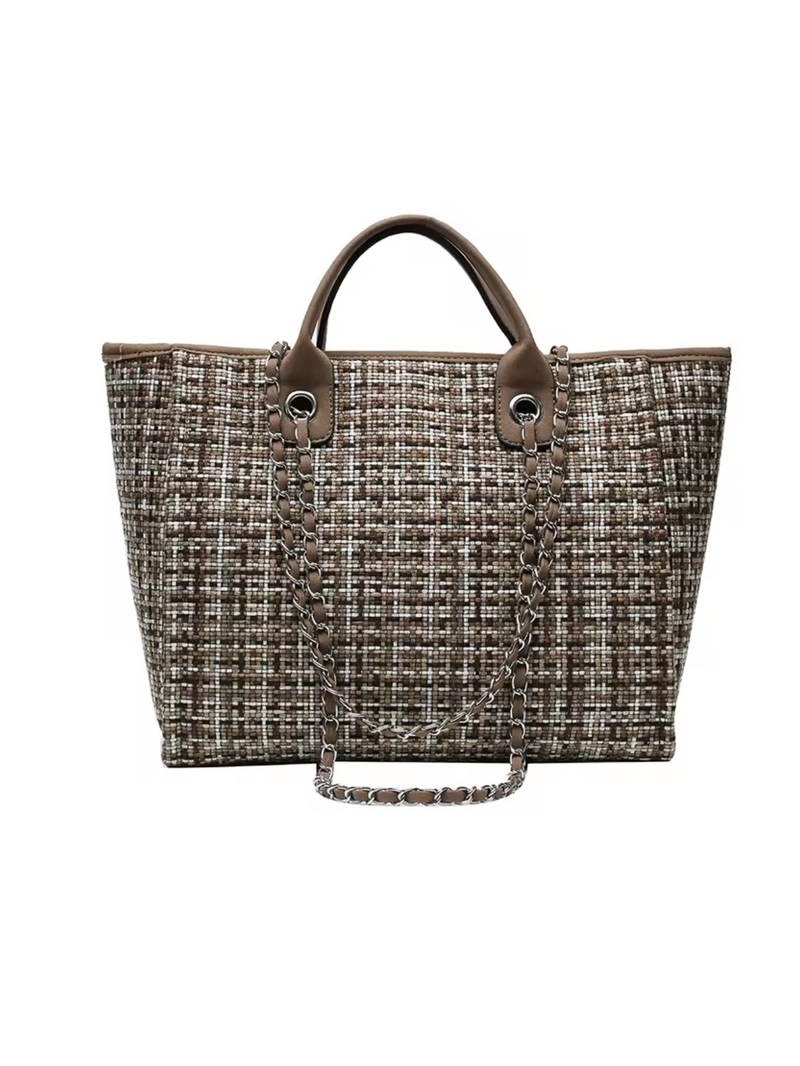 Elegant Tweed Tote Bag – Women’s Shoulder Strap Edition