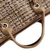 Close-up of tweed tote bag handles showing stitching and texture by Kramers & Co